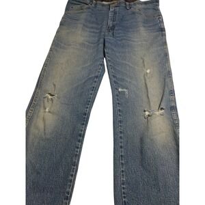 Wrangler Men Regular Fit Distressed Blue Denim Jeans 34x30